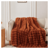COOVA Faux Fur Throw Blanket for Couch, Cozy Soft and Fuzzy Plush Rabbit Fur Bubble Blanket for Sofa Bedroom Living Room, 50x60 Inches Brown - $42