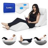Lunix LX5 4pcs Orthopedic Bed Wedge Pillow Set with Washable Cover, After Surgery Memory Foam Support, Oeko-TEX Certified, Comfort for Sleep and Recovery, Hot/Cold Pack & Vacuum Bags, Pebble White - $