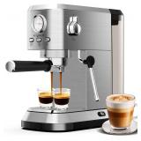 Espresso Coffee Machine, 20 Bar Espresso Maker with Milk Frother, Hot Espresso & Cold Brew, 50 oz Water Tank, Visible Pressure Gauge, Compact Design for Counter - $90