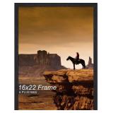 A PLUS MAX 16x22 Picture Frame, Black Engineered Wood Frame for 16 x 22 Inch Picture Poster Photo, Light Weight 16 by 22 Frame with Wood-grain for Wall - 1 Pack/Black/16 x22 - $23