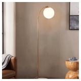 Brightech Luna Drop 75 in. Antique Brass Modern 1-Light LED Energy Efficient Floor Lamp with Frosted White Glass Globe Shade FL-LNDRP-BRS - $139