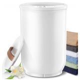 Large Towel Warmer for Bathroom - Heated Towel Warmers Bucket, Wood Handle, Auto Shut Off, Fits Up to Two 40'X70' Oversized Towels, Bathrobes, Blankets, for Mother's Gifts, White - $80
