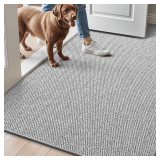 LUMI Ultra Thin Indoor Door Mat for Entrance 32'x48', Non Slip Entryway Mat, Low Profile Doormat, Unique Herringbone Design Carpet for Inside, Patio, Porch, Gray - $50