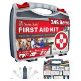 Swiss Safe 2-in-1 First Aid Kit for Car, Travel & Home, Businesses - Bonus Mini Kit for Medical Emergency Aid, Survival, Camping - FSA & HSA Eligible - 348 Pcs, Large Hardcase FAK - $40