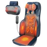 Shiatsu Neck and Back Massager with Heat - 3D Kneading & Vibration Full-Back Massage Cushion to Ease Muscle Stiffness, Adjustable Intensity & Height for Office Chair, Home Use (Blue) - $210