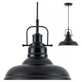 Famrhouse Pendant Light, Black Pendant Light Fixture with Metal Dome Shade, Adjustable Height Hanging Light for Kitchen Island, Living Room, Bedroom - $45