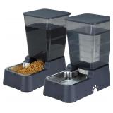 Automatic 5.4L/1.4Gal Pet Waterer, Automatic Dog Water Dispenser Gravity Stainless Steel Water Feeder, Large Capacity Feeding Bowls for Cats and Medium & Large-Sized Dogs (Black, Food+Water) - $38