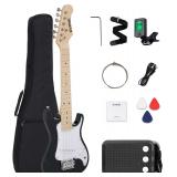 30 Inch Kids Electric Guitar Kit Beginner Complete Bundle with Smooth Fingerboard, Lightweight Design for Child, 5W Practice Amp, Gig Bag, Tuner, Strap, Cable, Picks, Extra Strings, RST-70 Black - $11