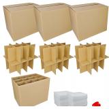 3 Sets Moving Boxes with Divider Kits,16 x 12 x 13 Inch Glassware Dish Packing Box Kitchen Moving Box Corrugate Dividers with 72 Pcs Foam Pouches,1 Pcs tape rolls with dispenser(Two Layer) - $39