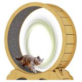 Cat Exercise Wheel 45 Inch Cat Treadmill for Indoor Cats, Running Wheel with Detachable Carpeted Runway, Cats Running Wheel Carpet Suitable for Most Pets Weight Loss and Health (Wood, L) - $67