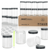 MILIVIXAY 20 Pack 8 OZ Thick Glass Clear Candle Jars with All Black Metal Lids-Bulk Empty Candle Jars for Making Candles-Canning Jar for Spice, Liquid, Sample- Dishwasher Safe. - $31