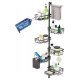 Shower Caddy Organizer Tension Pole, Rustproof 6-Pack Corner Shelf with 30-120 Inch Adjustable Shower Rack for Inside Shower, Extra Towel Bar & Soap Dish for Bathroom Organizers and Storage, Black - $