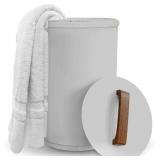 SAMEAT Heated Towel Warmers for Bathroom - Large Towel Warmer Bucket, Wood Handle, Auto Shut Off, Fits Up to Two 40'X70' Oversized Towels, Gray - $100