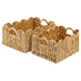 GRANNY SAYS Scalloped Baskets for Shelves, Water Hyacinth Woven Basket with Built-in Handles, Large Wicker Baskets for Storage and Organizing, Pantry, Home Decor, 2-Pack - $35