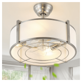 20' Caged Ceiling Fans with Lights, Silver Fandelier Ceiling Fan with Light, Boho Chandelier Fan Remote Control, 6 Speeds for Bedroom, Nursery, Living Room - $135
