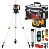 Self-Leveling Rotary Laser Level Kit, Class II   5 mW Red Laser, 2000 ft Range with Receiver,  1/8' Accuracy at 100 ft, IP66 Waterproof, Includes Tripod & Grade Rod - $430