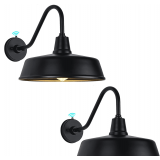 Outdoor Gooseneck Barn Light - Exterior Fixture Sconce Wall Light for Farmhouse, Dusk to Dawn Sensor Front Door Porch Garage Patio Lighting (15 inch 2 PCS ) - $200