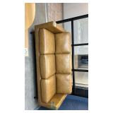 Modern Tan Faux Leather Sofa – 2-3 Seats, Removable Cushions, Wood Legs, 72'x34'x32', Tag 1568