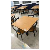 Commercial 48'x48' Square Laminate Cafeteria Table with 4 Metal Frame Wood Chairs, Lot #1550