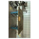 Industrial Adjustable Height Steel Workbench 72'x36', Blue Frame, Wood Top, Heavy Duty