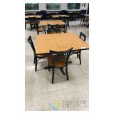 Commercial Cafeteria Table & 4 Chair Set, 42'x42' Laminate Top, Metal Frame, Woodgrain Finish