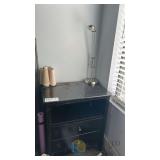 Black Modern End Table With Lamp