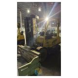 Hyster H50FT LPG Forklift, Cascade R40D Bale Clamp, 4,000 lb Capacity, 189' Lift, Solid Tires, SN P177V15545U