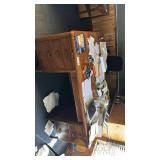 Vintage 7-Drawer Wooden Executive Desk with Lock & Modern Ergonomic Office Chair, Adjustable Arms