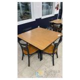 Commercial 4-Seat Cafeteria Table & Chair Set, 48'x48', Laminate Top, Black Steel Frame, Tag 1552