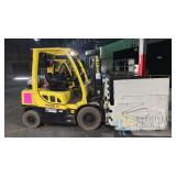 Hyster H50FT LPG Forklift, 5,000 lb Capacity, Cascade Sideshift Clamp, 8,012 Hours, Solid Tires, SN P177V15548U