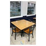 Cafeteria Square Table & 4 Chairs Set, Laminate Top, Metal Frame, Asset Tag #1561