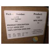 VM 17.5/1 100% Cotton KPOE Waxed Knit Yarn 109 Lbs per Box - 436 LBS Total