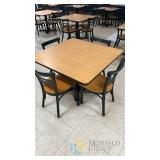 Commercial Cafeteria Table & 4 Chair Set, 48' Square Laminate Top, Black Steel Frame
