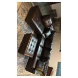 Brown Leather Sectional Sofa with Ottoman Set