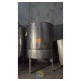 Stainless Steel 400 Gallon Storage Tank, Flat Bottom, 6'x5', Open Top, 4 Leg Stand, Asset #347