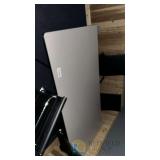 Modern Conference Table 6'x3' with 6 Black Faux Leather Swivel Office Chairs, Metal Base, Gray Top