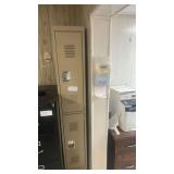 Double-Tier Metal Locker, 72” x 12” x 18”, Beige, Vented Doors, Padlock Hasp