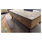 Large Wooden Mobile Workbench/Storage Box – Key Lock, 72"x36"x20", Heavy Duty Casters, Lot 418