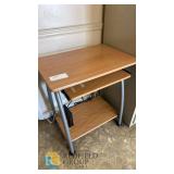 Compact Computer Desk, Light Wood Grain with Sliding Keyboard Tray, Sturdy Metal Frame, 31.5"x19.7"