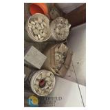 Buckets & Box of White Plastic Machining Blocks, Approx. 2"x2"x1", 250-400 Pieces