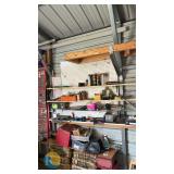 Bulk Workshop Lot: 8x 80lb Sakrete Concrete, Chicago Electric Welding Helmet, Signs & Tools