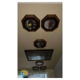 Wildlife-Themed Decorative Plates in Octagonal Frames and Framed Deer Portrait Art Print