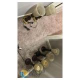 Set of 6 Table Lamps, Mixed Bronze & Gold/Brass Base, Frosted Glass Shades, 24" Height