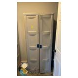 Suncast Tall Plastic Garage Storage Cabinet 72"x30" w/ Shelves & Contents (Paint, Chemicals)