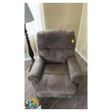 Brown Suade Manual Recliner Chair, 35.5" W x 38" D x 40" H, 300 lbs Capacity