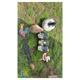 Farm Animal Garden Statue Lot: Cow, Rooster, Hen, Goose, Weather Vane, Mixed Materials