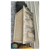 Large Vintage Wooden Storage Trunk with Rusted Metal Hardware & Fire Damage, Approx. 36"x18"x18"