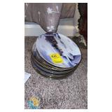 Wildlife Decorative Collector Plates Set – 8.25" Porcelain with Gold Rim, Various Nature Designs
