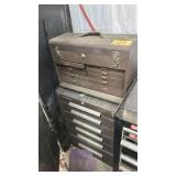 Vintage Kennedy 520 Machinist Tool Chest Set – 14 Drawers, Steel Construction, Brown Wrinkle Finish