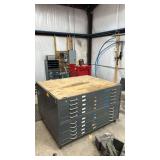 Tri-State Technical 10-Drawer Steel Flat File Blueprint Cabinet, 55'x42'x33', Plywood Topper